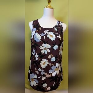 LOFT Floral Camisole - Burgandy and Blue Size: Small